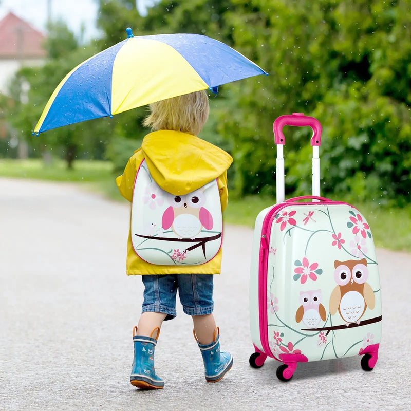 2 Pieces 12 Inch 16 Inch Green ABS Kids Suitcase Luggage Set by DirectDeals