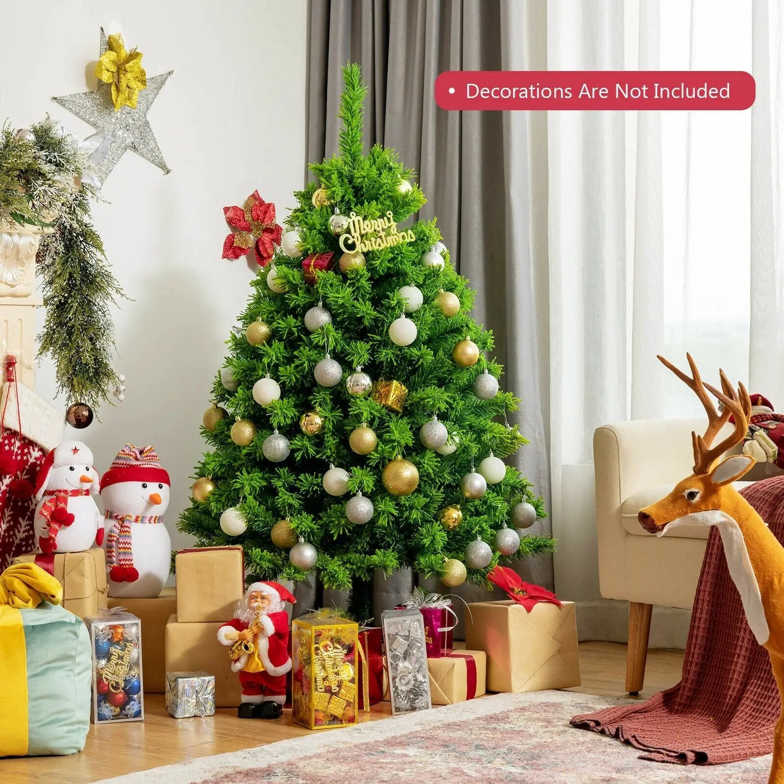 Snow Flocked Artificial Christmas Tree with Metal Stand by DirectDeals