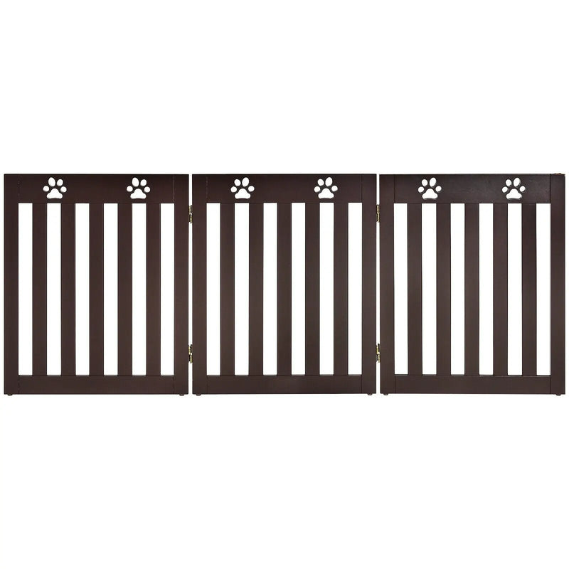 24 Inch Folding Wooden Freestanding Dog Gate with 360¬∞ Flexible Hinge for Pet by DirectDeals