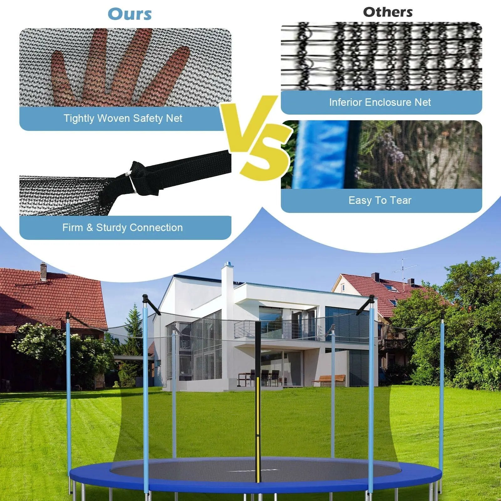 Replacement Weather-Resistant Trampoline Safety Enclosure Net-8 ft by DirectDeals