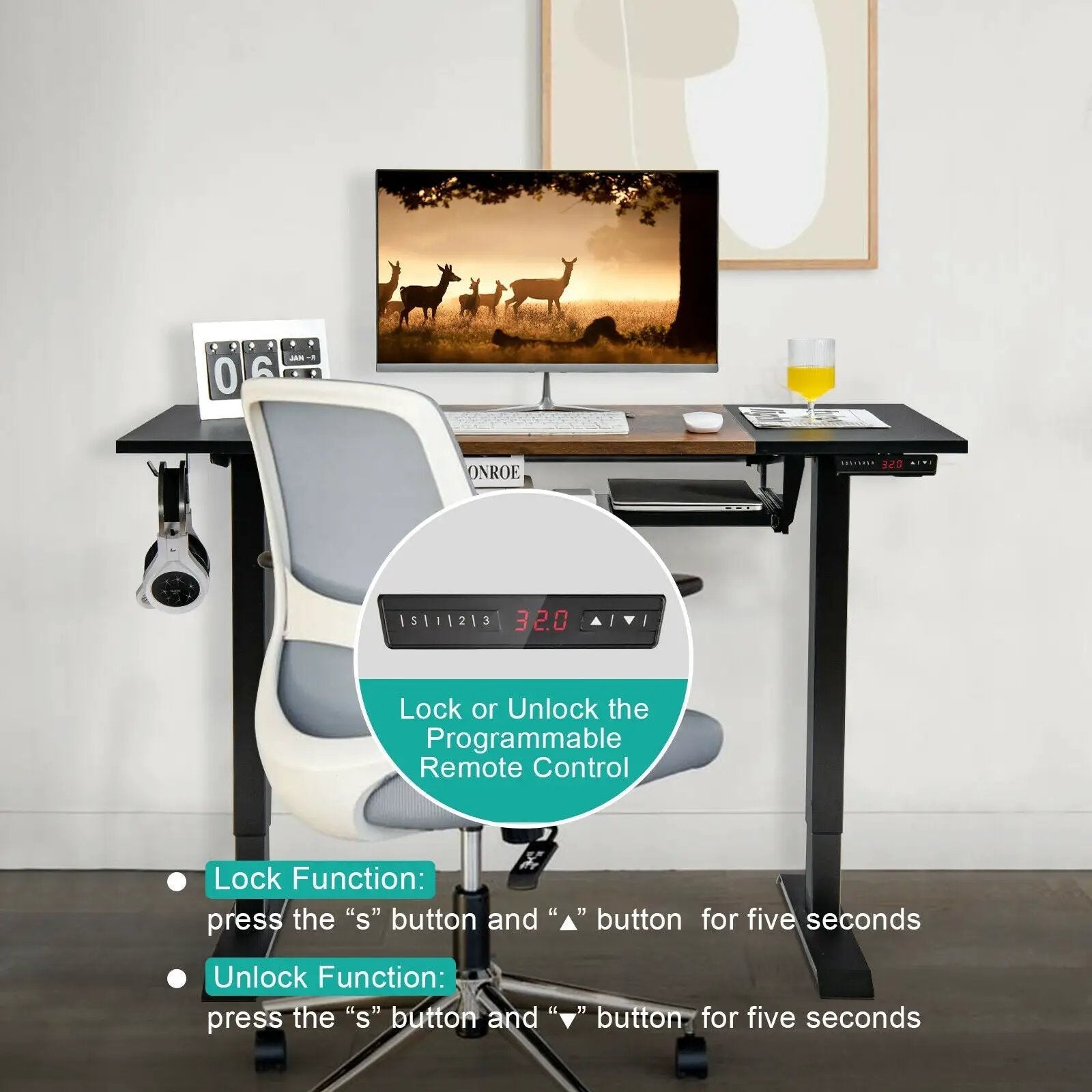 48 Inch Electric Sit to Stand Desk with Keyboard Tray by DirectDeals