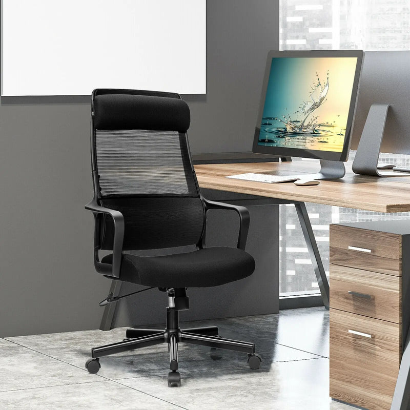 Adjustable Mesh Office Chair with Heating Support Headrest by DirectDeals