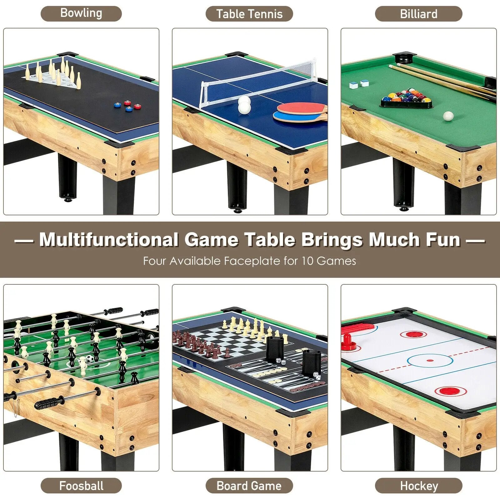 10-in-1 Multi Combo Game Table Set for Home by DirectDeals