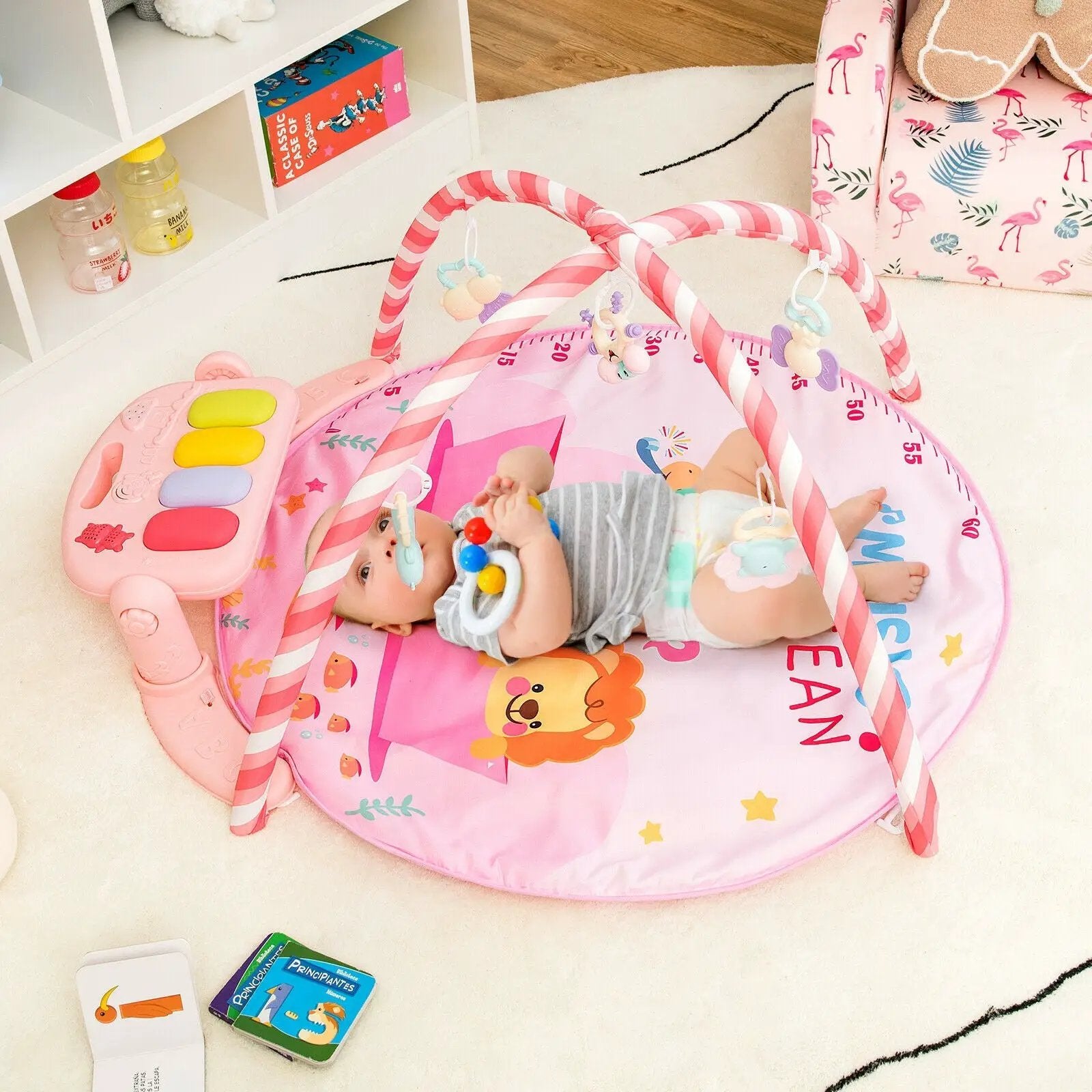 Baby Activity Play Piano Gym Mat with 5 Hanging Sensory Toys by DirectDeals