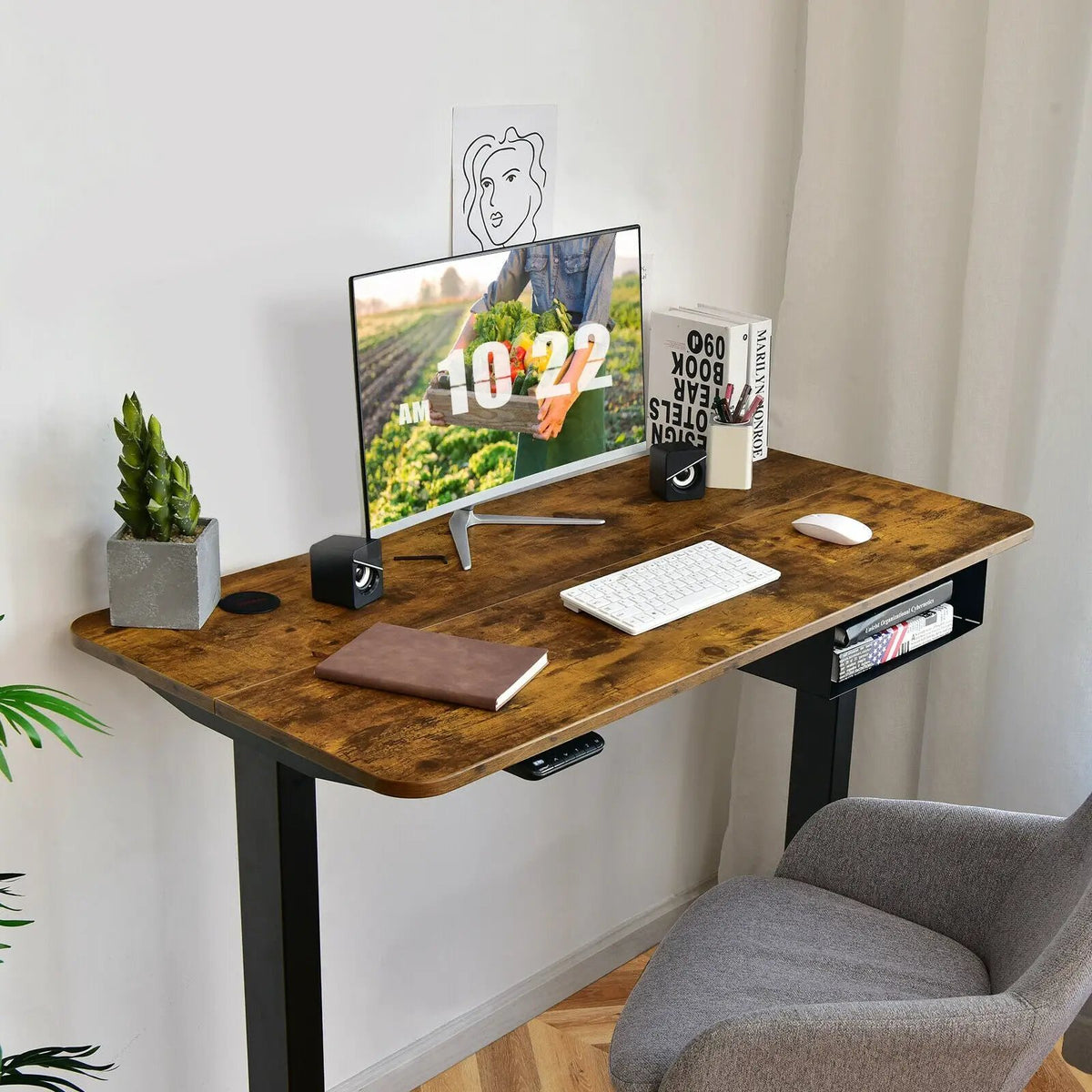 48-inch Electric Height Adjustable Standing Desk with Control Panel by DirectDeals