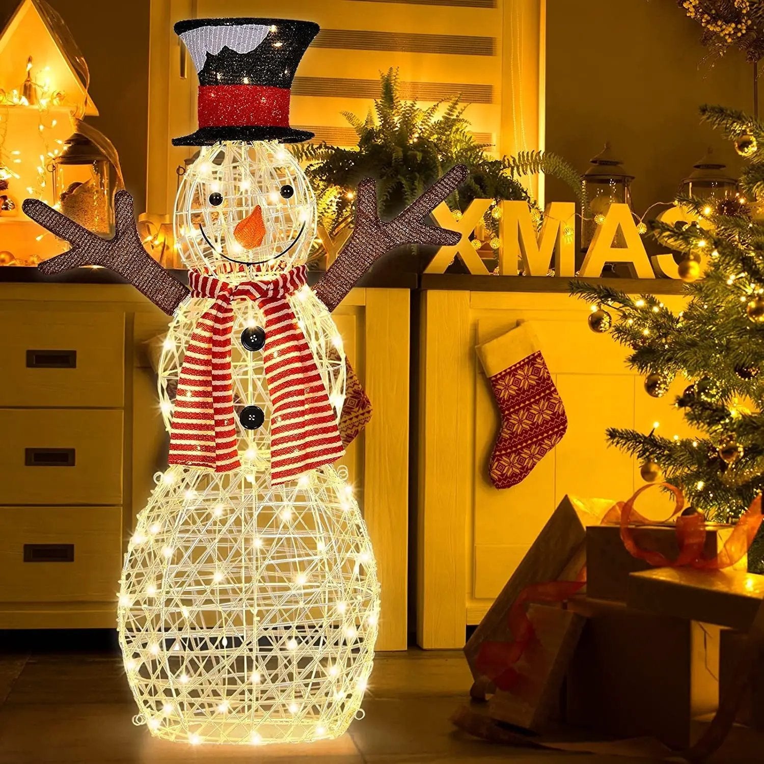 Indoor/Outdoor Christmas Lighted Snowman Decorations with Pre-Lit 80 Lights by DirectDeals