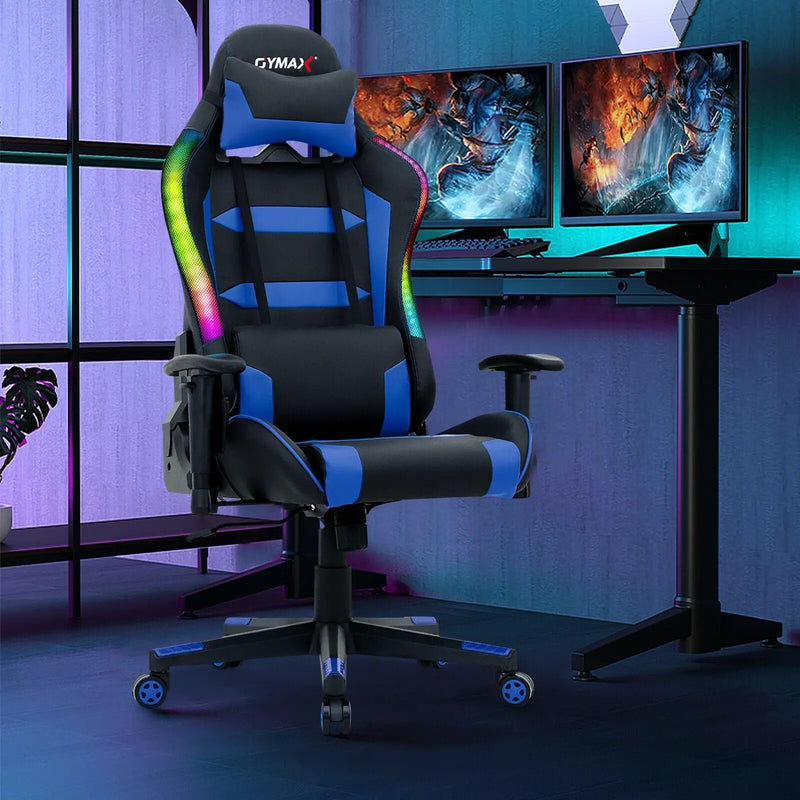 Adjustable Swivel Gaming Chair with LED Lights and Remote by DirectDeals