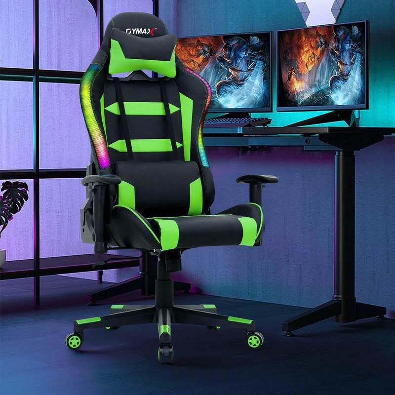 Adjustable Swivel Gaming Chair with LED Lights and Remote by DirectDeals
