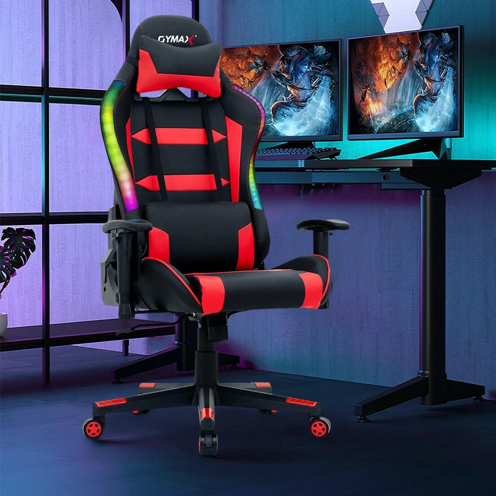 Adjustable Swivel Gaming Chair with LED Lights and Remote by DirectDeals