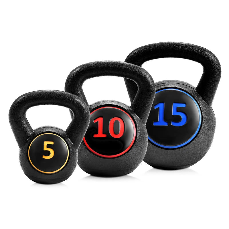 3 Pieces 5 10 15lbs Kettlebell Weight Set by DirectDeals