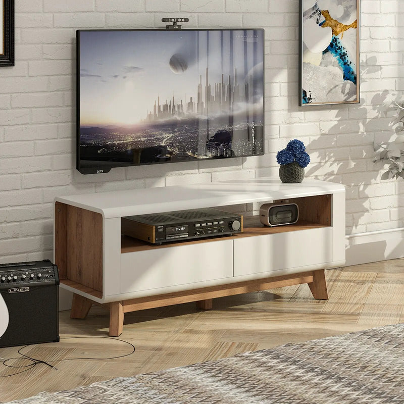 Media Console with 2 Pull-Out Drawers and Open Compartment for TVs up to 50 Inch by DirectDeals
