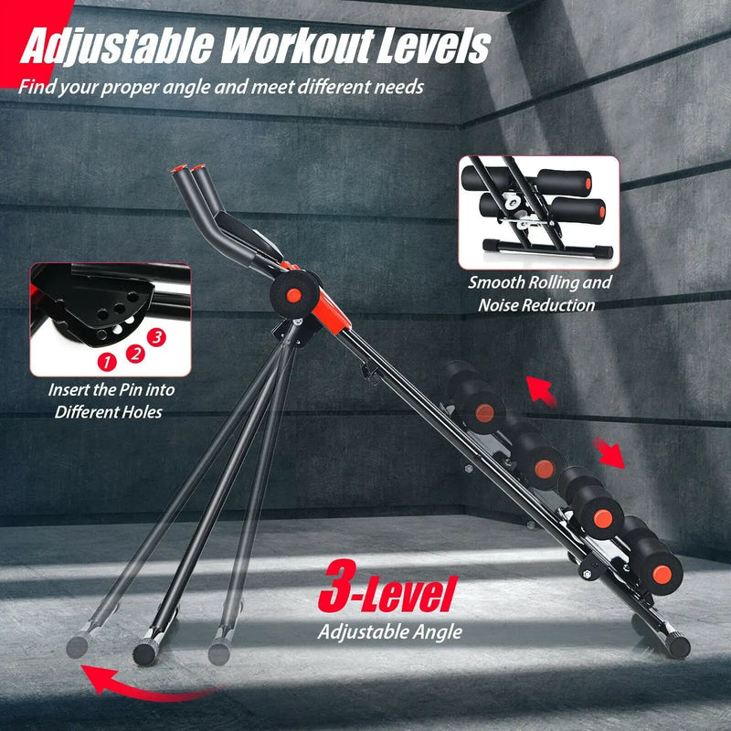 Foldable Adjustable Core Abdominal Trainer with 3 Adjustable Resistance and LCD Display by DirectDeals