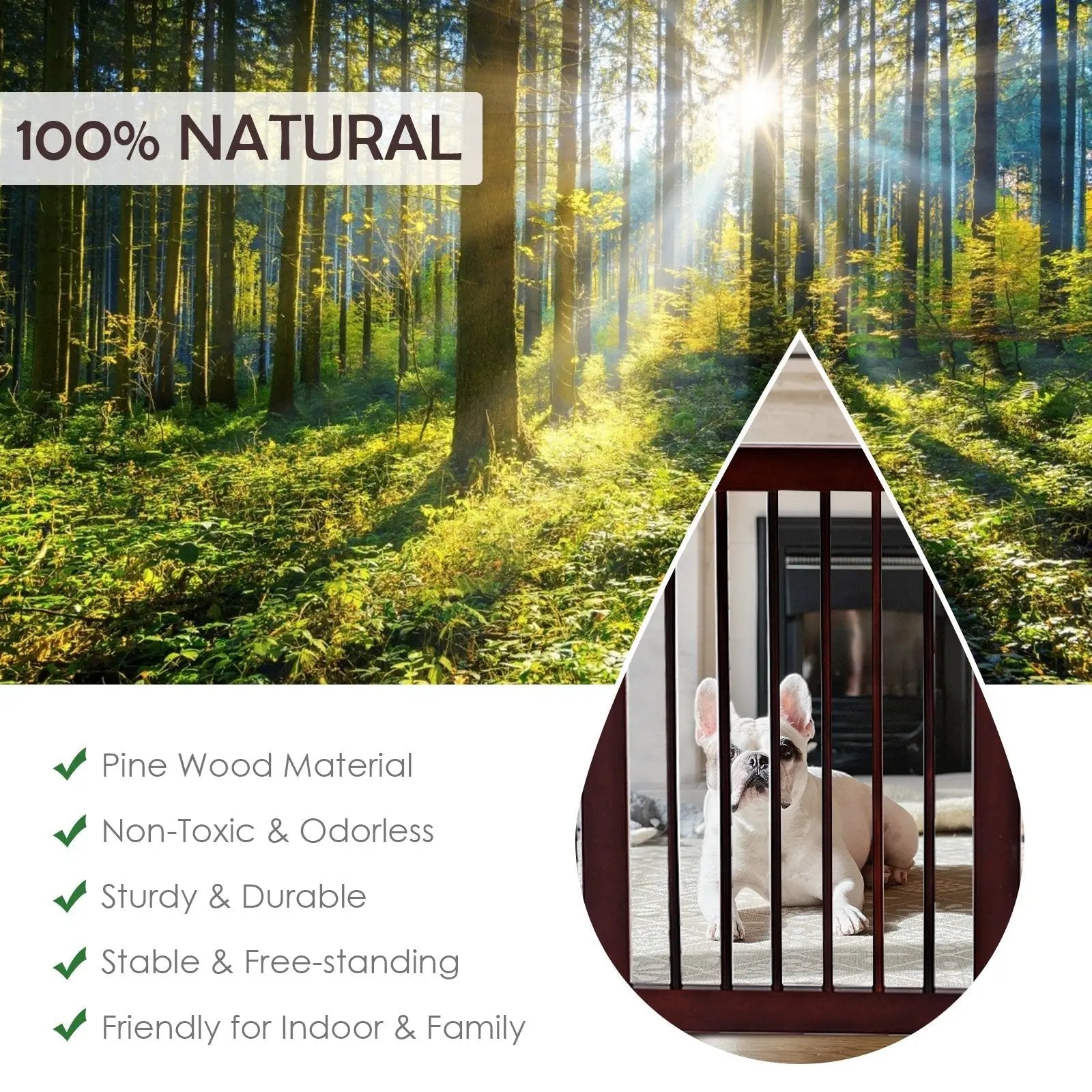 30 Inch Tall 4-Panel Freestanding Pet Gate Wooden Dog Fence by DirectDeals