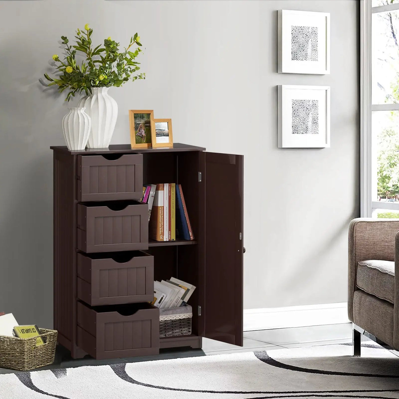 Standing Indoor Wooden Cabinet with 4 Drawers by DirectDeals