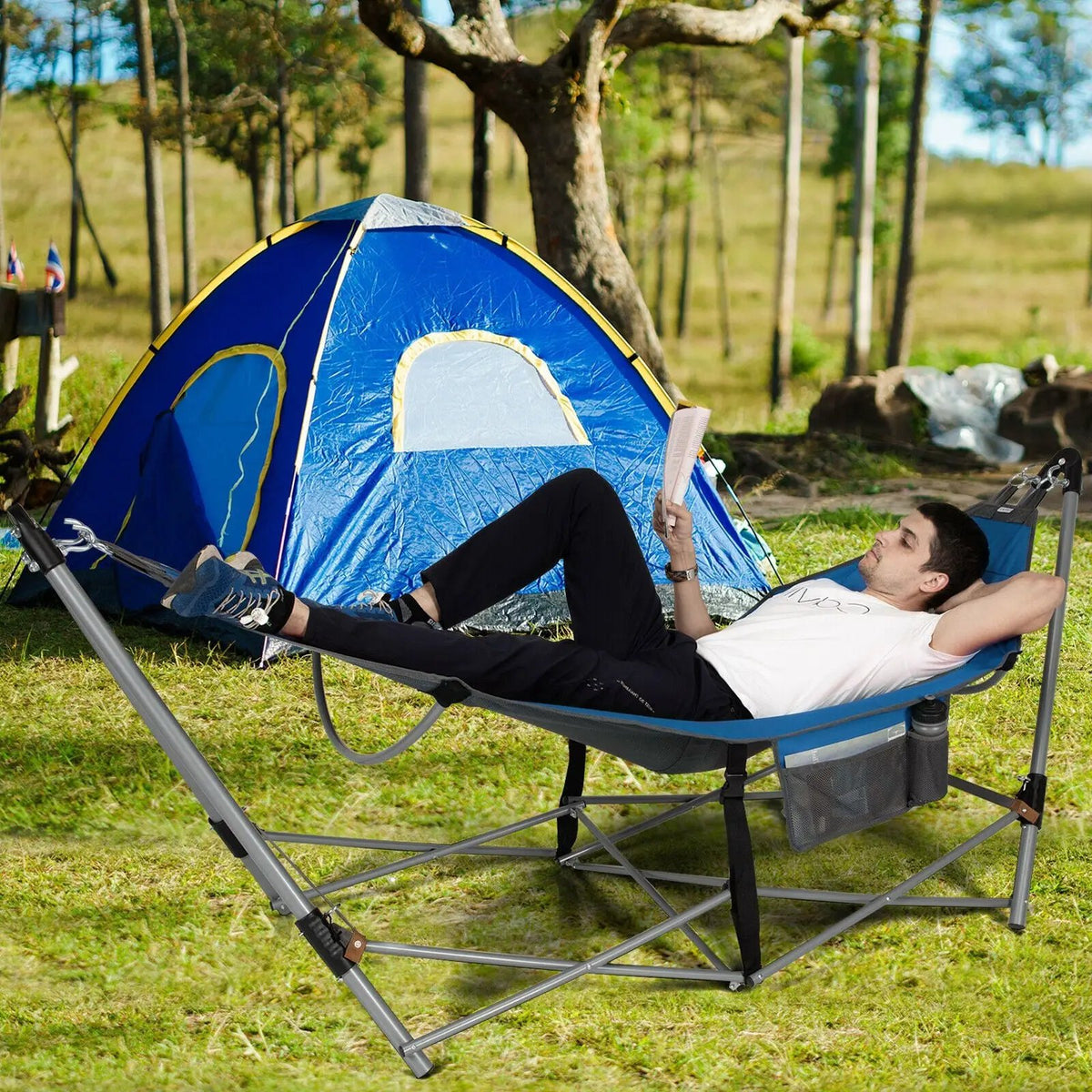 Portable Folding Hammock with Hammock Stand by DirectDeals