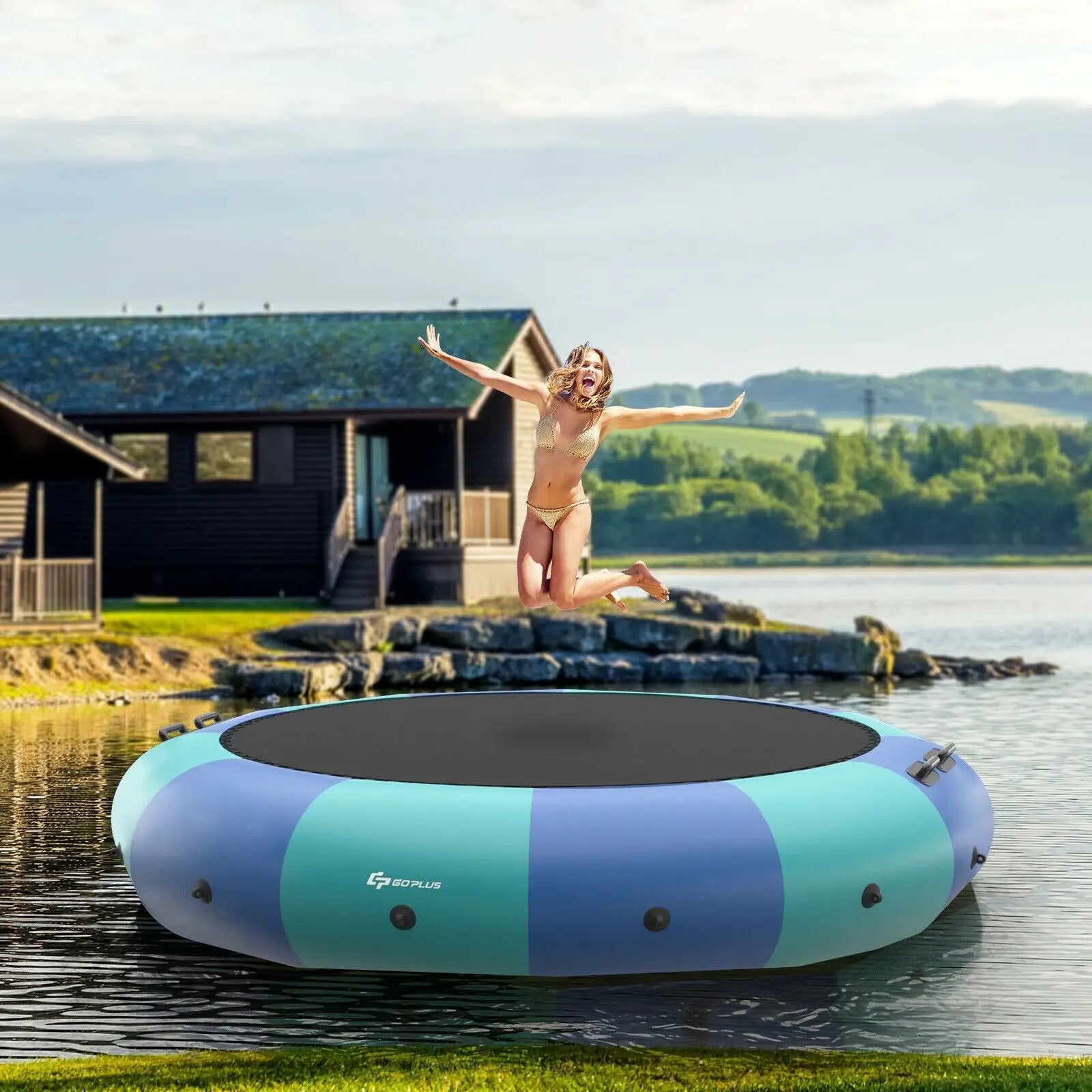 15 Feet Inflatable Splash Padded Water Bouncer Trampoline by DirectDeals