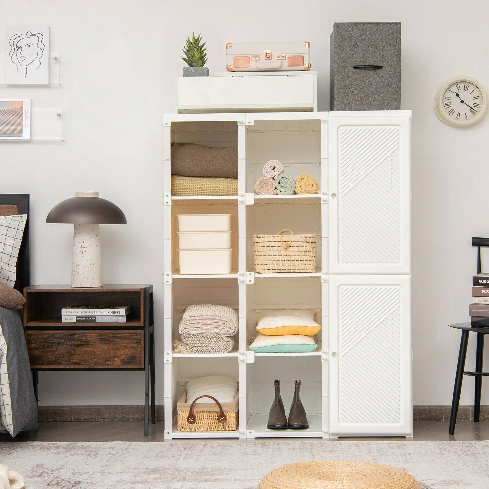 Clothes Foldable Armoire Wardrobe Closet with 12 Cubby Storage by DirectDeals