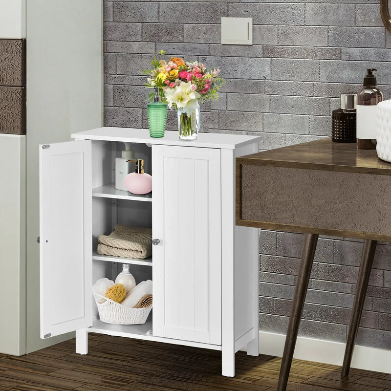 2-Door Bathroom Floor Storage Cabinet Space Saver Organizer by DirectDeals