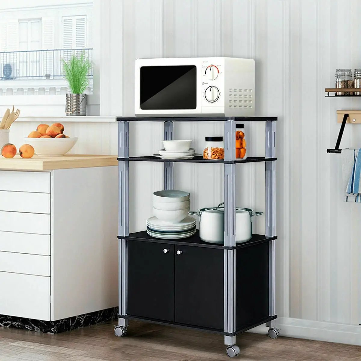 Microwave Rack Stand Rolling Storage Cart by DirectDeals