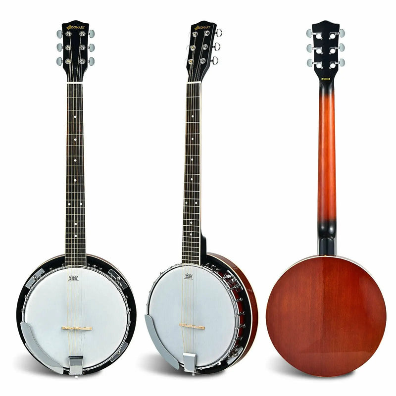 39 Inch Sonart Full Size 6 string 24 Bracket Professional Banjo Instrument with Open Back by DirectDeals