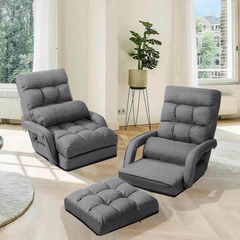 Folding Lazy Floor Chair Sofa with Armrests and Pillow by DirectDeals