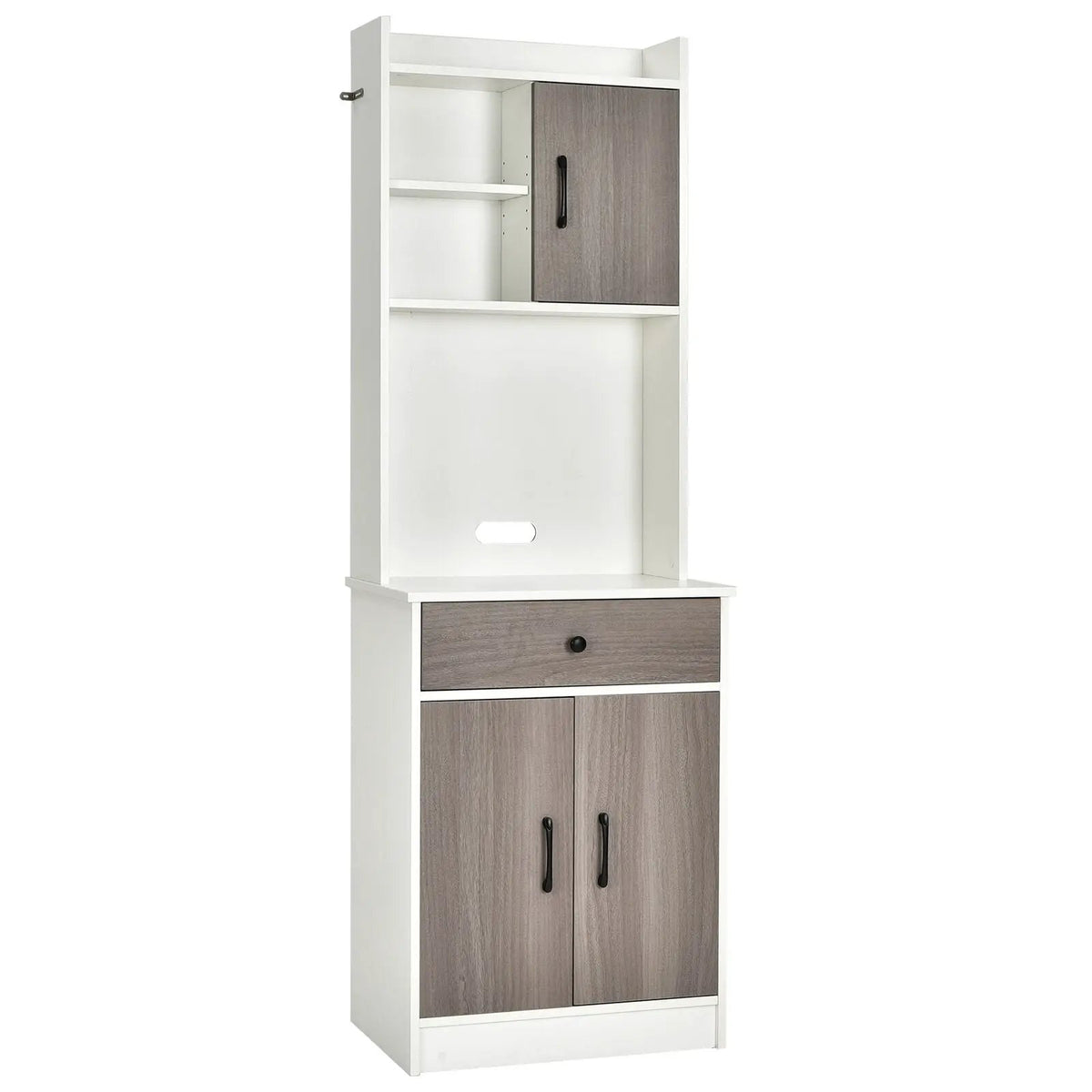 3-Door 71 Inch Kitchen Buffet Pantry Storage Cabinet with Hutch and Adjustable Shelf by DirectDeals