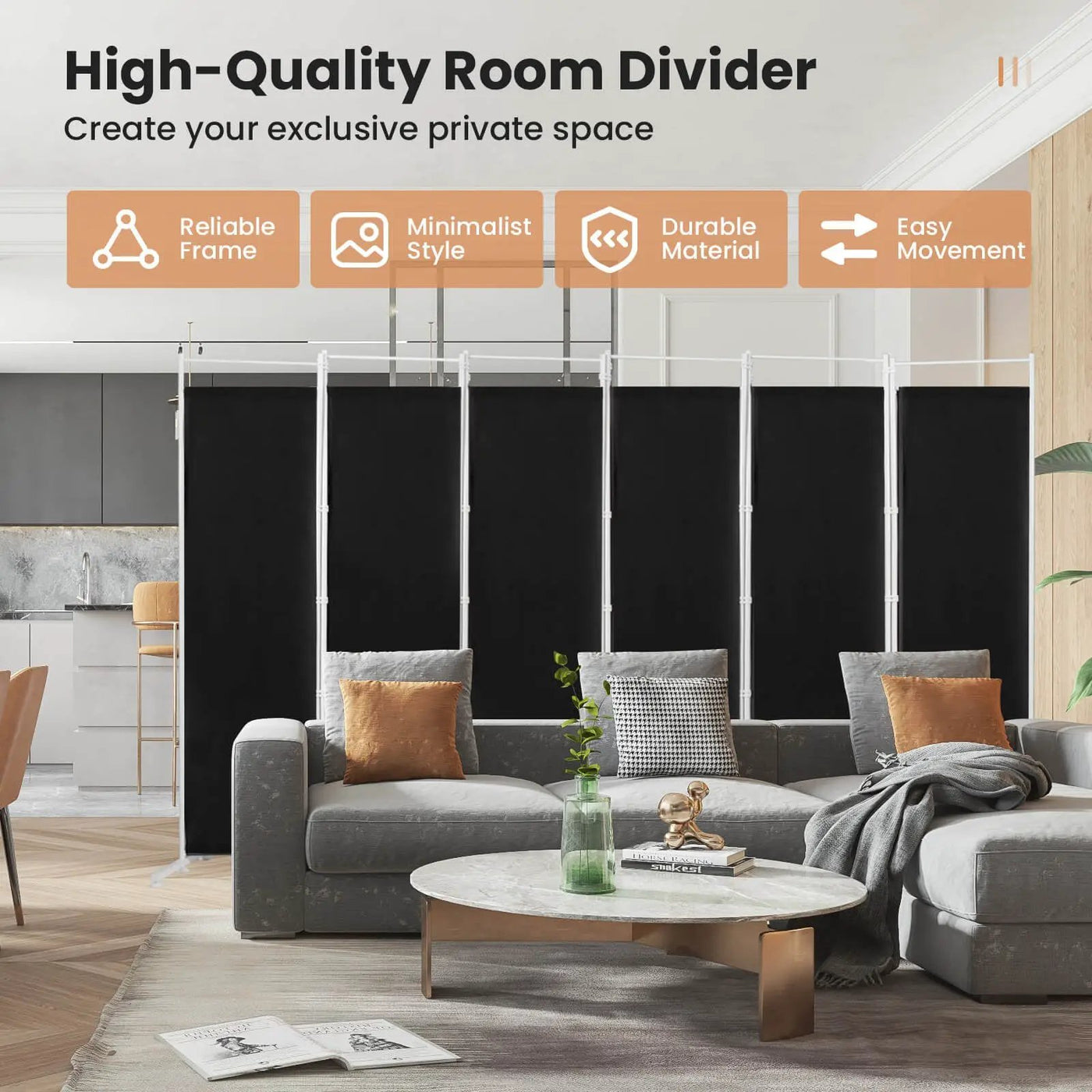 6-Panel Room Divider Folding Privacy Screen by DirectDeals