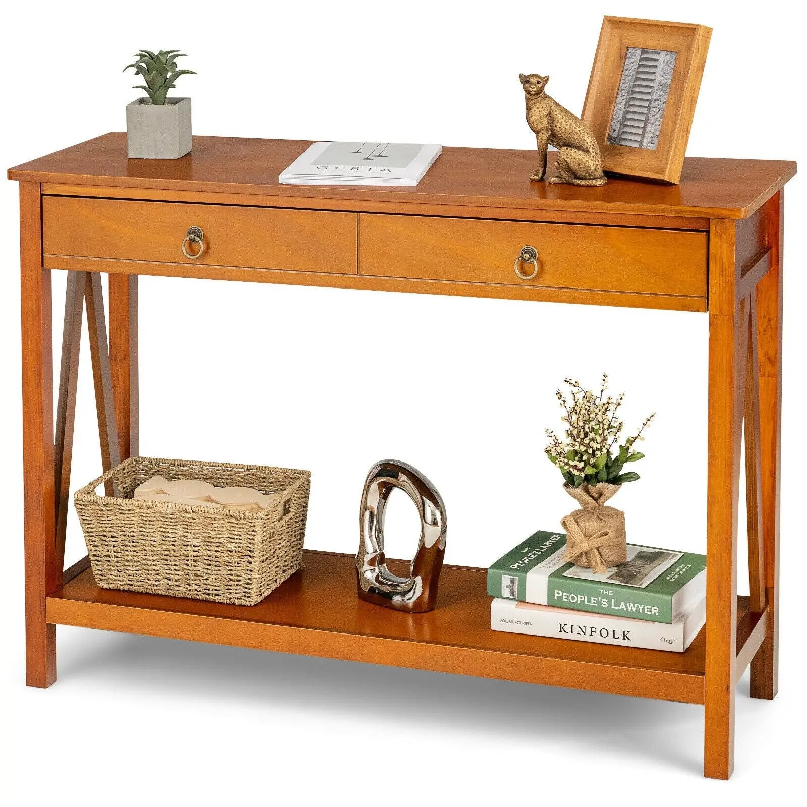 Console Table with Drawer Storage Shelf for Entryway Hallway by DirectDeals