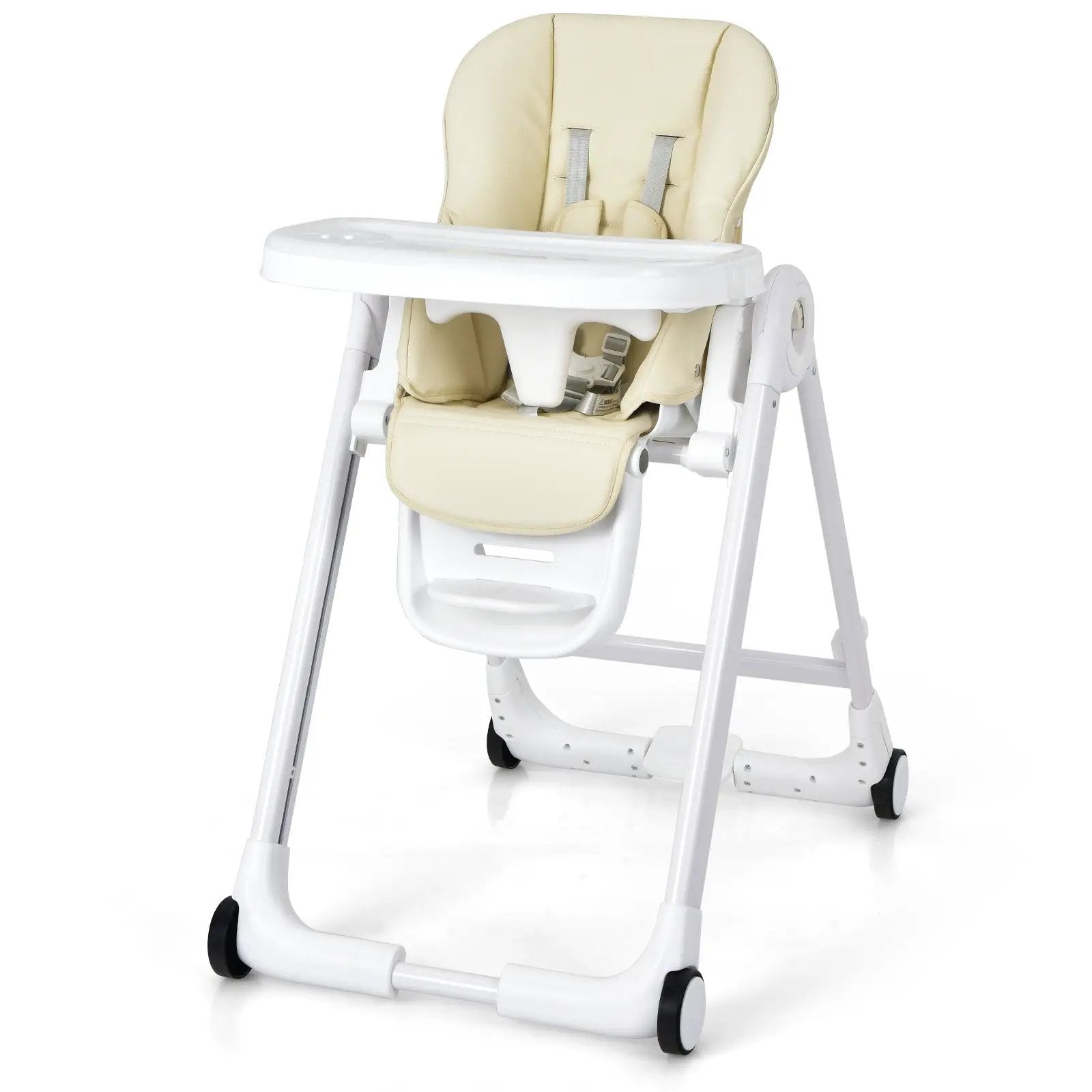 Baby Folding Convertible High Chair with Wheels and Adjustable Height by DirectDeals