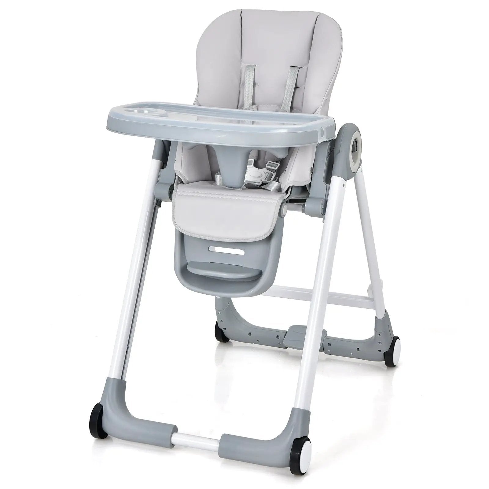 Baby Folding Convertible High Chair with Wheels and Adjustable Height by DirectDeals
