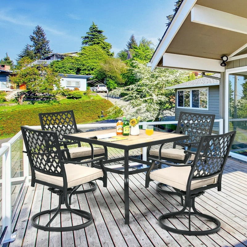 Patio Metal Square Dining Table for Garden and Poolside by DirectDeals