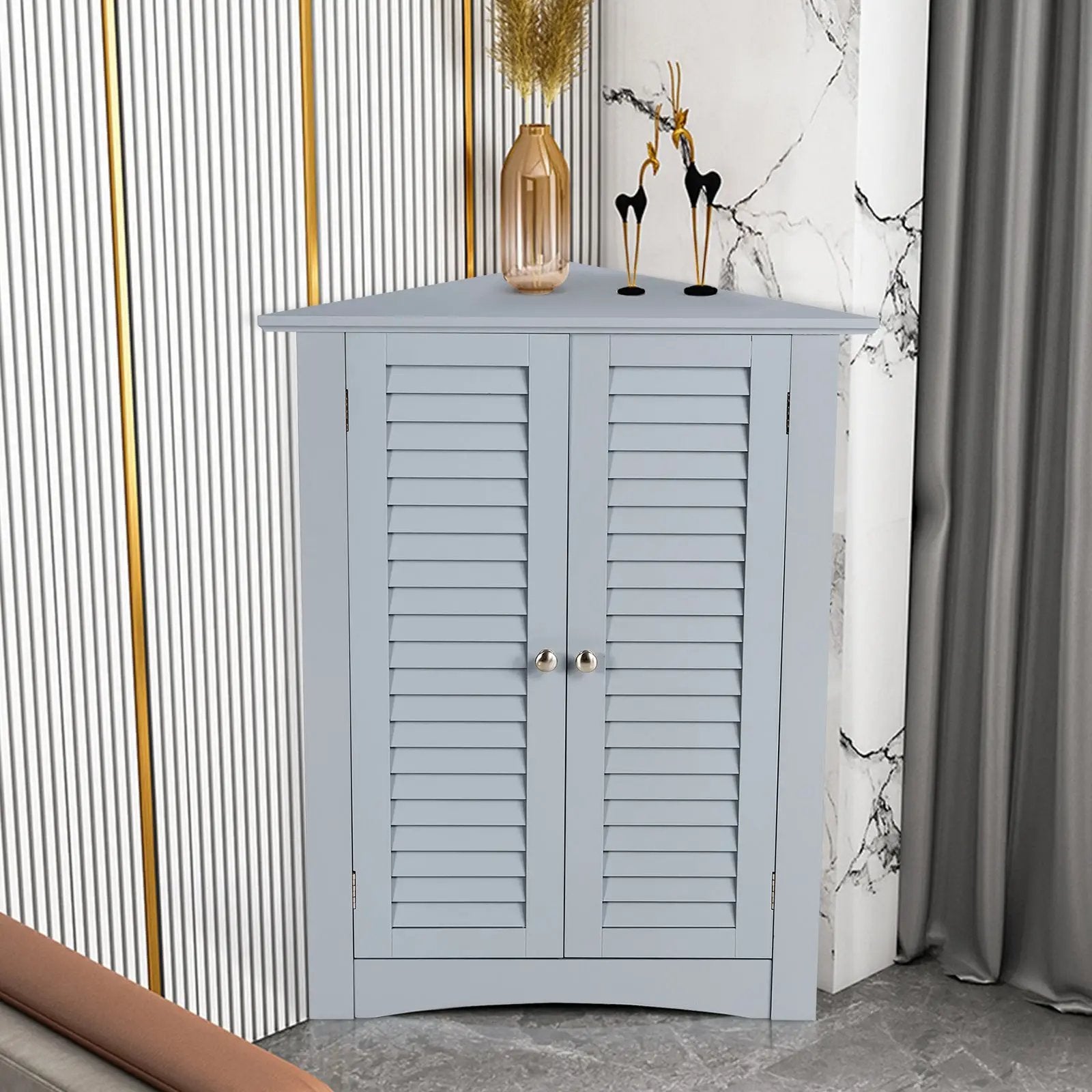 Bathroom Corner Storage Freestanding Floor Cabinet with Shutter Door by DirectDeals