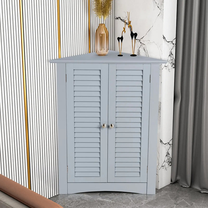 Bathroom Corner Storage Freestanding Floor Cabinet with Shutter Door by DirectDeals