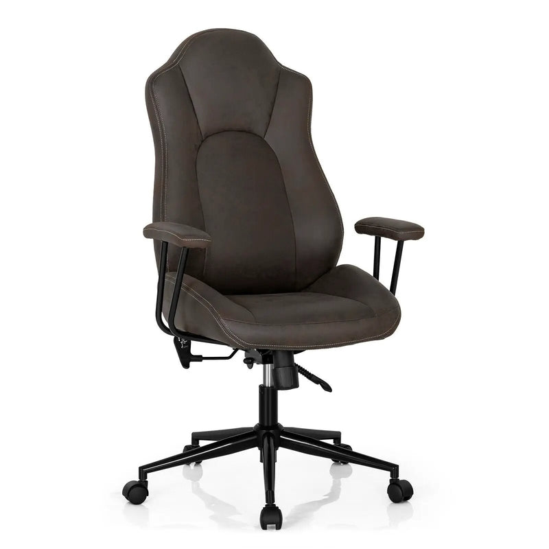 High Adjustable Back Executive Office Chair with Armrest-Brown by DirectDeals