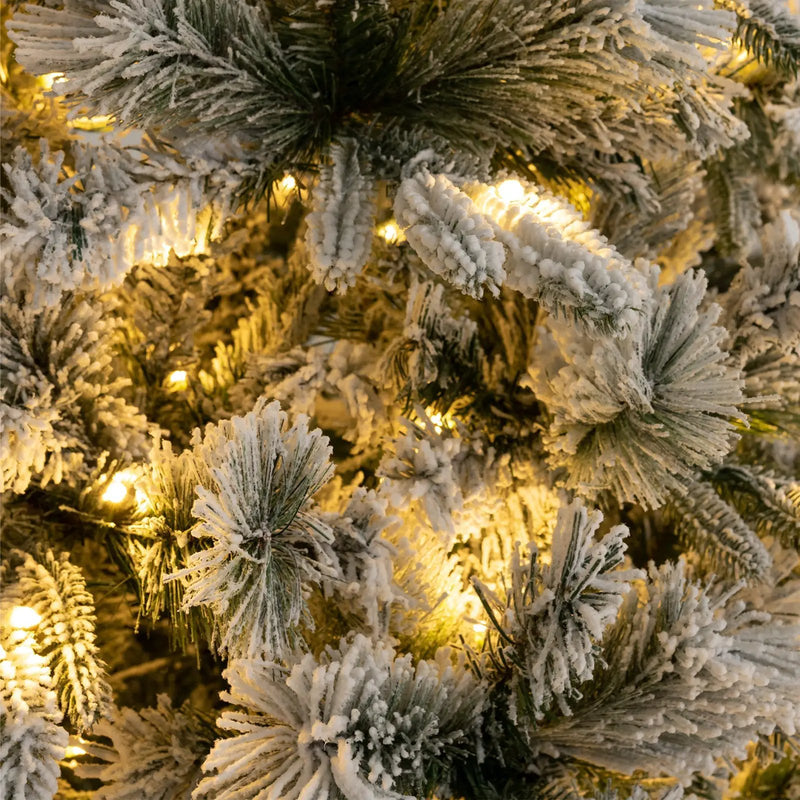 Flocked Christmas Tree with 250 Warm White LED Lights and 752 Mixed Branch Tips by DirectDeals