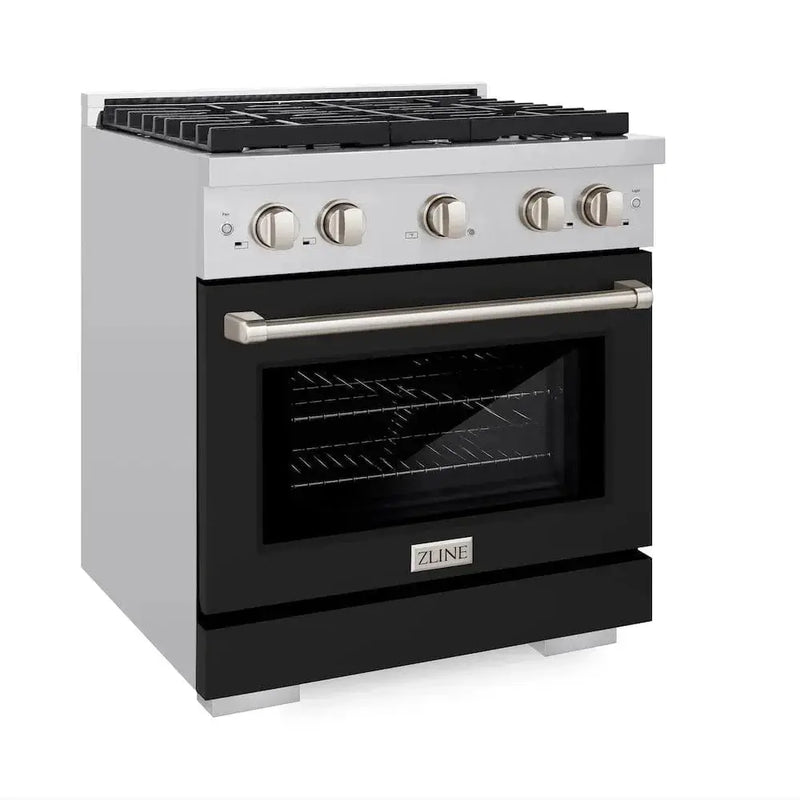 ZLINE 30"Paramount Dual Fuel Range Stainless Steel, Black Matte, SDR-BLM-30 by Farmhouse Kitchen and Bath