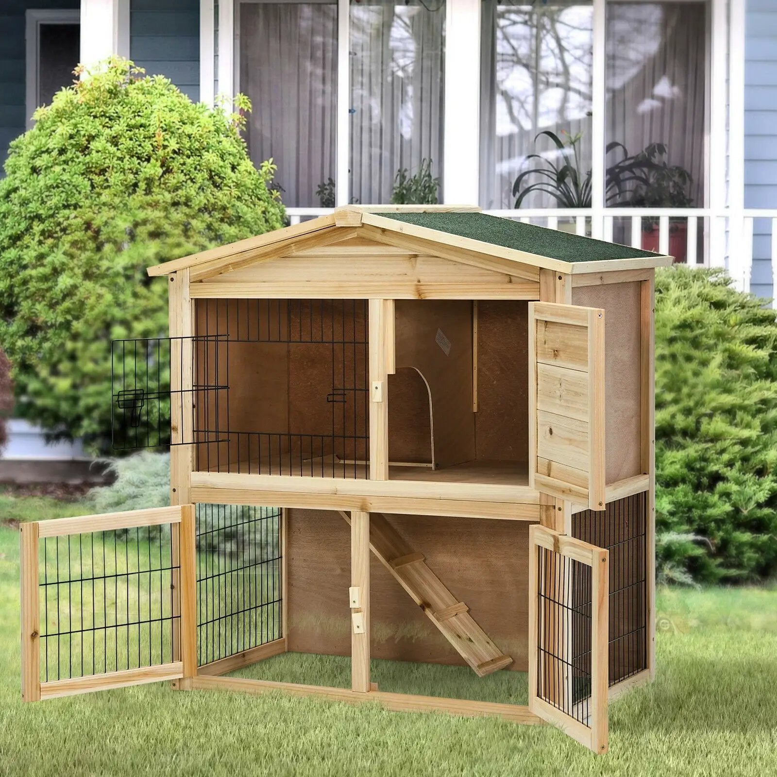 35 Inch Wooden Chicken Coop with Ramp by DirectDeals