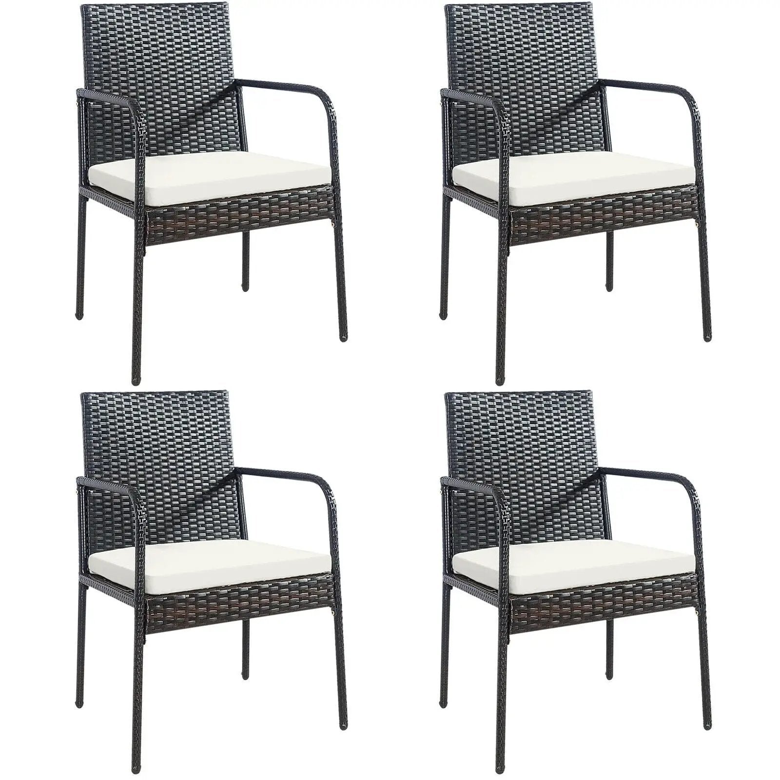 4 Pieces Patio Wicker Rattan Dining Set with Comfy Cushions by DirectDeals