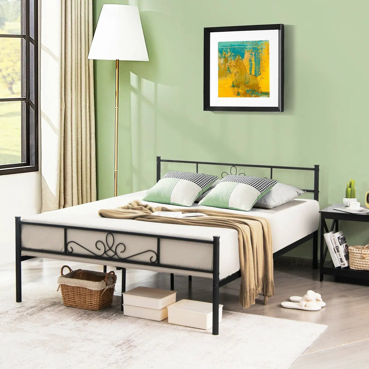 Twin/Full/Queen Size Metal Bed Frame with Headboard and Footboard by DirectDeals