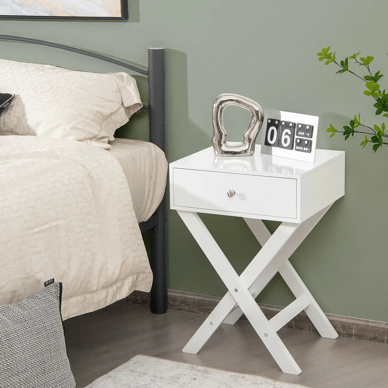 Modern X-Shaped Nightstand with Drawer for Living Room Bedroom by DirectDeals