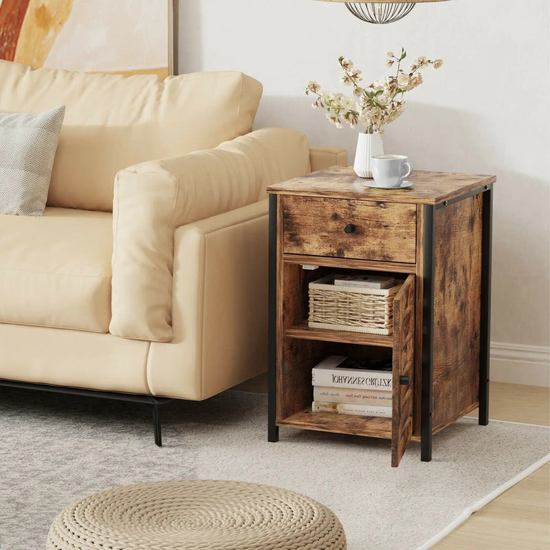 Industrial Nightstand with Drawer and Adjustable Shelf by DirectDeals
