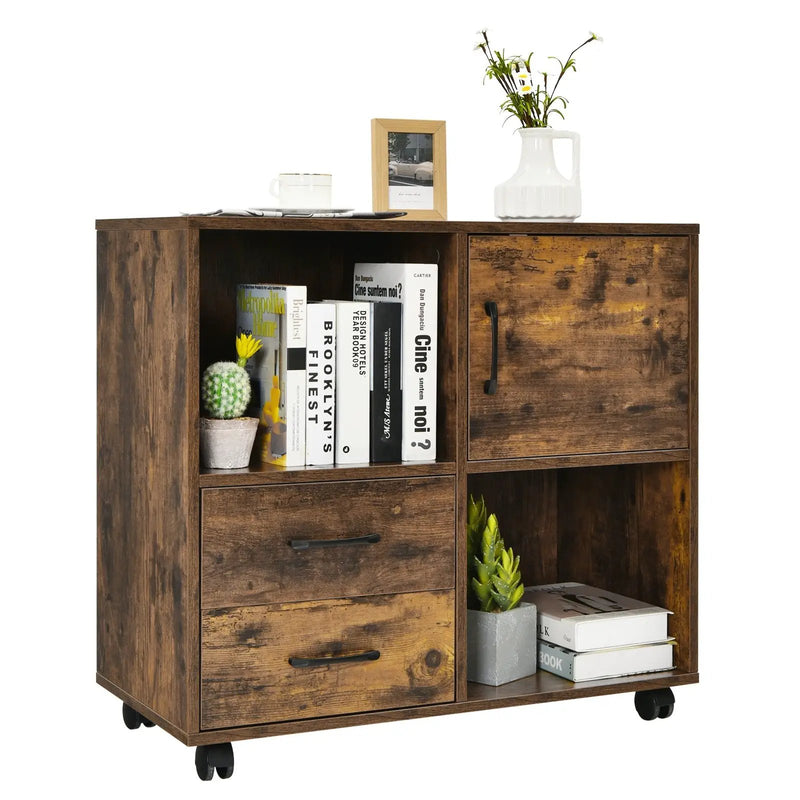 Mobile File Cabinet with Lateral Printer Stand and Storage Shelves by DirectDeals