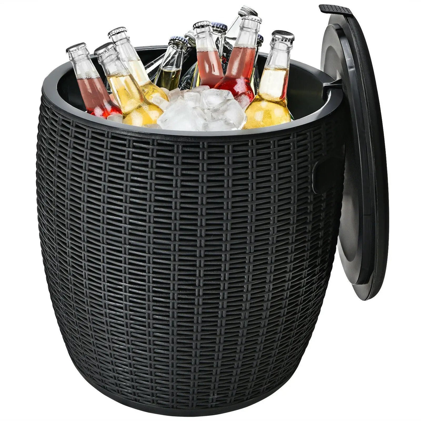 9.5 Gallon 4-in-1 Patio Rattan Cool Bar Cocktail Table Side Table by DirectDeals