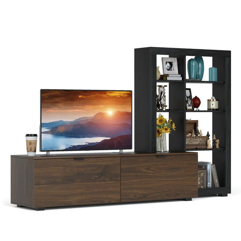 2-In-1 TV Stand with 4-tier Bookshelf for TVs up to 50 Inch by DirectDeals