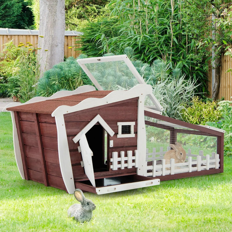 62 Inch Wooden Rabbit Hutch with Pull Out Tray by DirectDeals