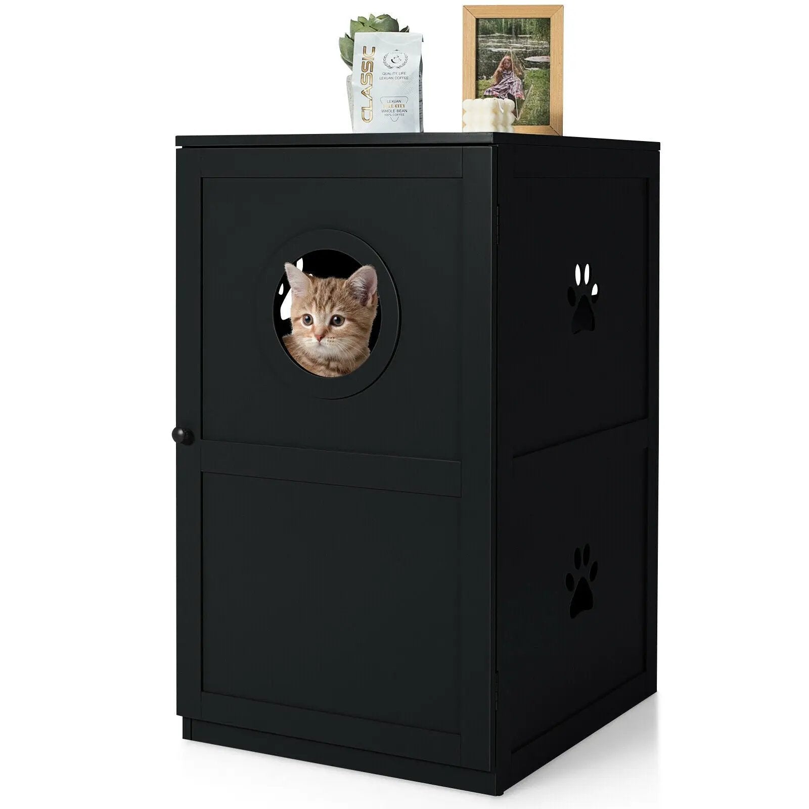 2-tier Litter Hidden Cat House With Anti-toppling Device by DirectDeals