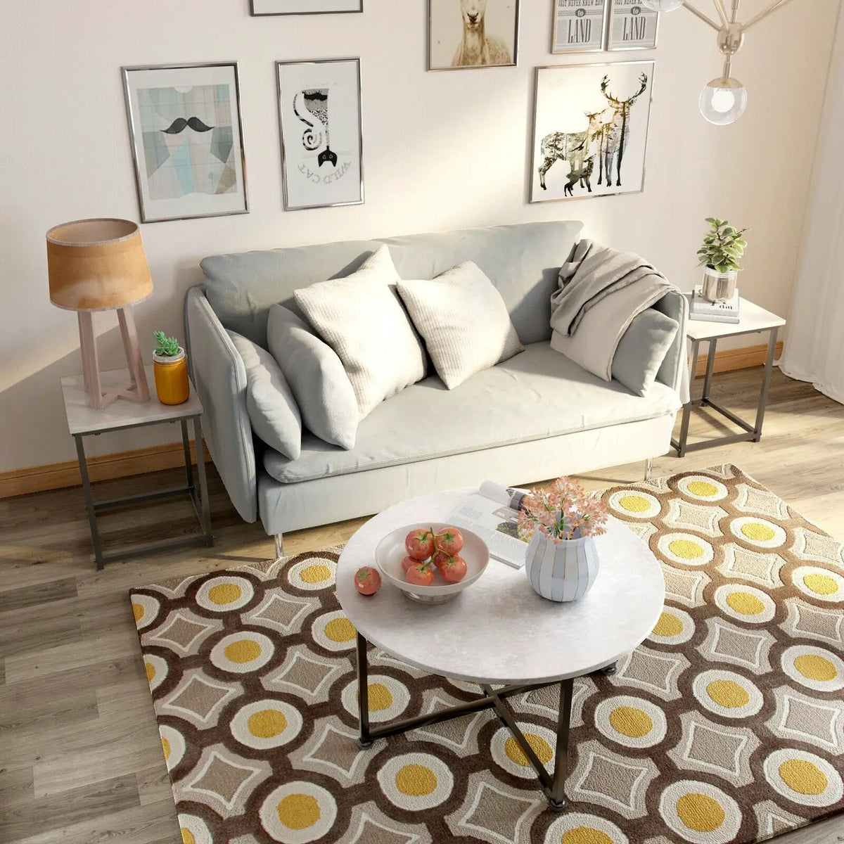 3-Piece Modern Faux Marble Coffee Table Set for Living Room by DirectDeals