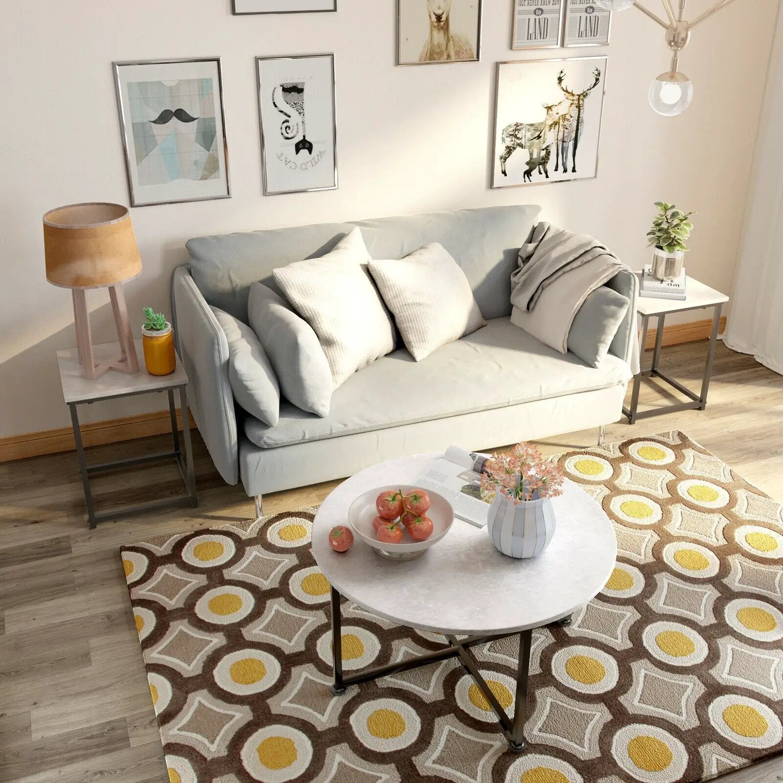 3-Piece Modern Faux Marble Coffee Table Set for Living Room by DirectDeals