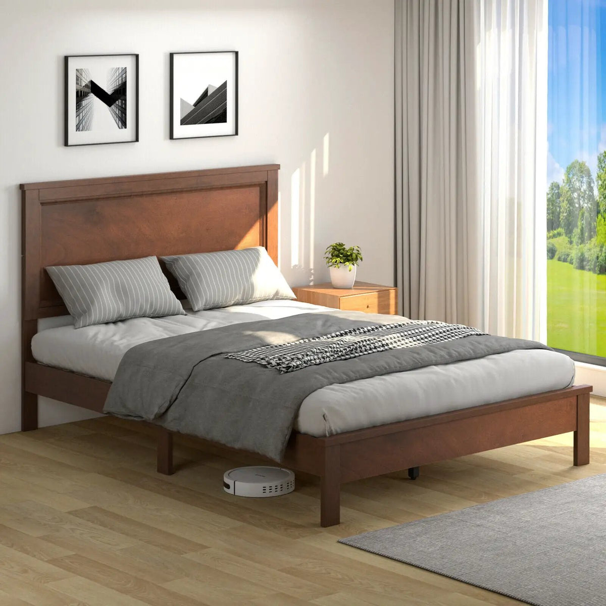Full Size Platform Slat Bed Frame with High Headboard by DirectDeals