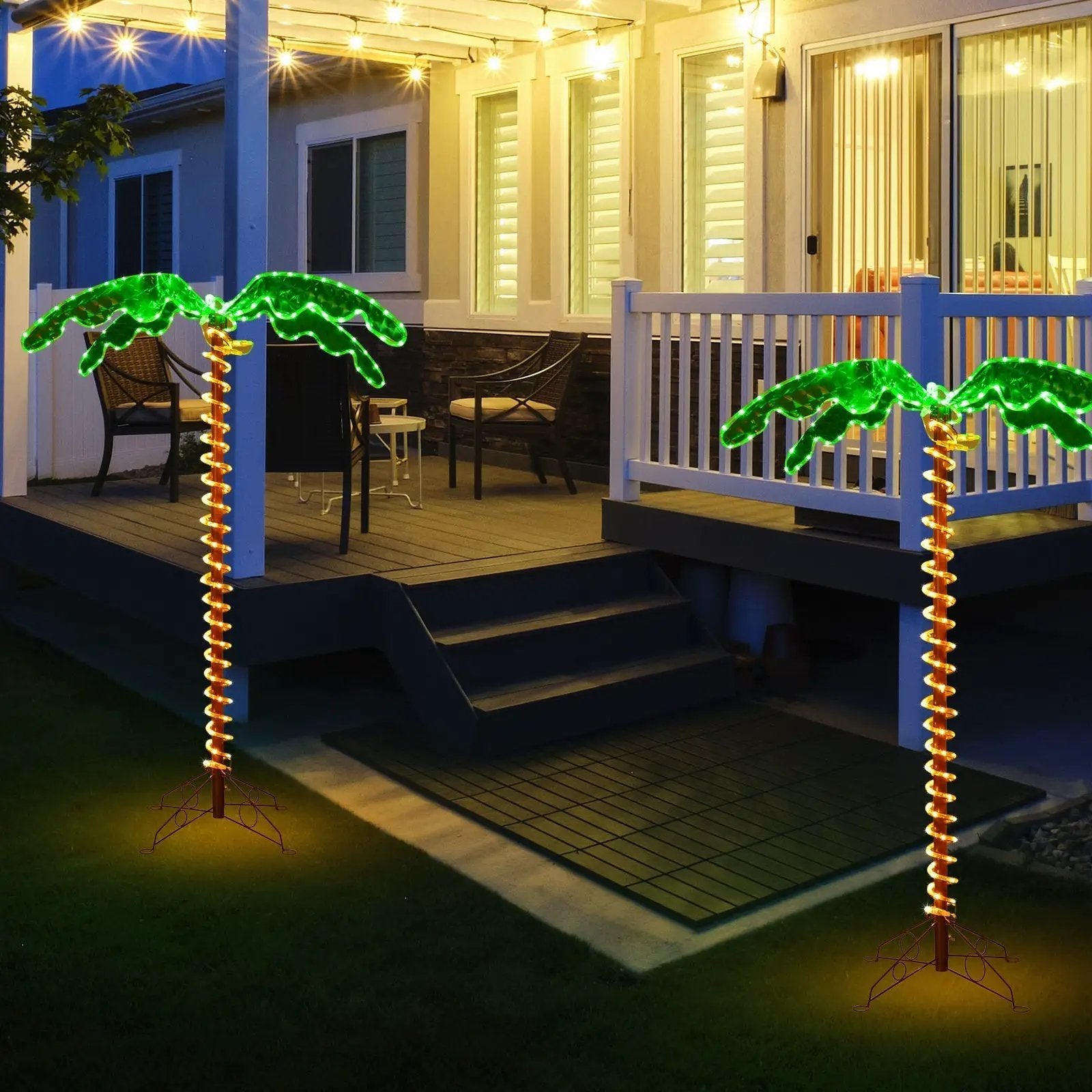 5 Feet LED Pre-lit Palm Tree Decor with Light Rope by DirectDeals